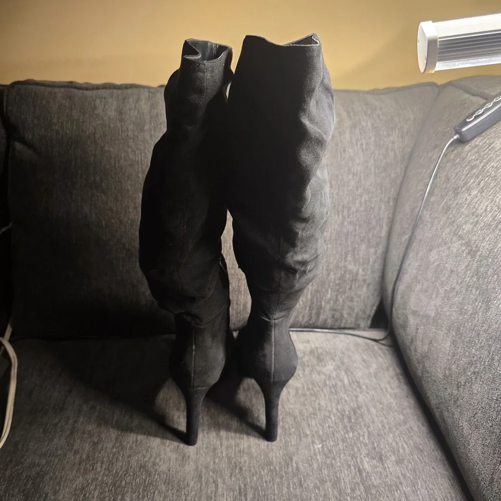 Kelly & Katie Kuzma Womens Black‎ Slouchy Knee High Stiletto Boots Size 6